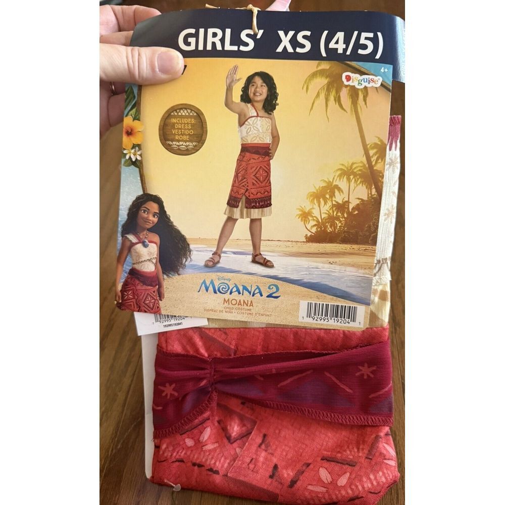 Moana 2 Costume Girls XS (4/5) 1 Piece Dress Halloween Dress Up NEW!